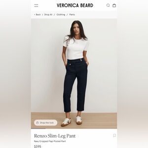 Veronica Beard Navy Renzo Slim-Leg Pants
